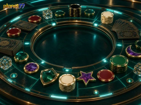 Simbol trisula Poseidon pada permainan Poseidon Treasure